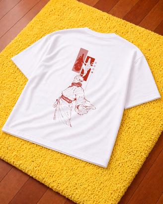 Maglietta Bianca oversize Sukuna Jujutsu Kaisen