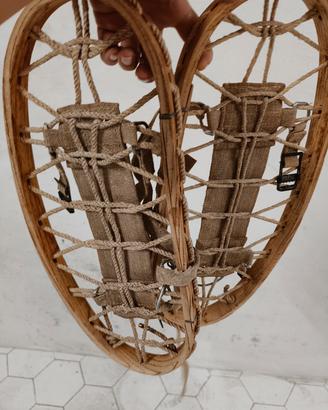 ciaspole  Militari in legno e corda da collezione 