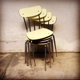 4 Sedie vintage in formica - Giallo canarino