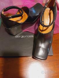 scarpe pelle nera "originale vintage Sergio Rossi"