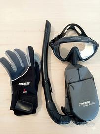 Apnea Maschera Guanti Calzari Snorkel