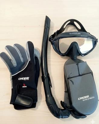 Apnea Maschera Guanti Calzari Snorkel