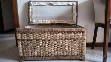 Cesta  Panca contenitore in fibre naturali intrecc