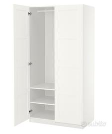 Armadio 2 ante pax ikea bianco usato 100x60x201