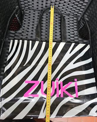 Shopper tote Zuiki zebrata bianco/nero con logo