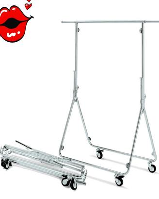 STENDER  PIEGHEVOLE  CROMATO  CON RUOTE 