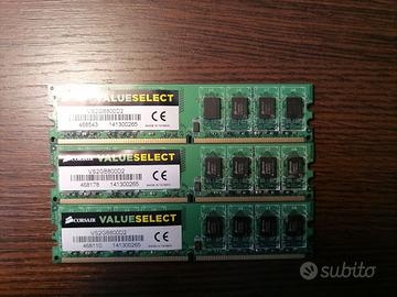 N.3 moduli RAM DIMM 2GB 240 pin DDR2