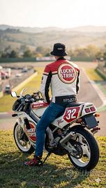 giacca pelle vintage traforata sparta lucky strike