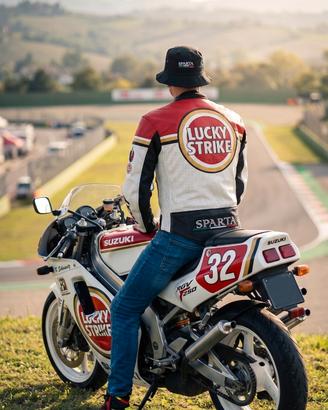 giacca pelle vintage traforata sparta lucky strike