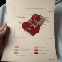 Mappa geologica 1890 Sicilia Eolie Isola Stromboli