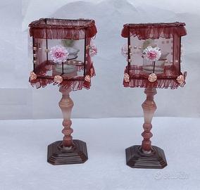 Coppia Portacandele Shabby Chic – Stile Abat-jour