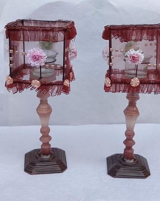 Coppia Portacandele Shabby Chic – Stile Abat-jour