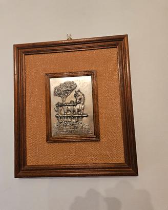 trittico di quadri vintage in argento sbalzato
