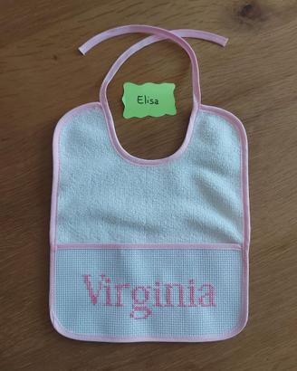 Bavaglino neonata Personalizzato nome VIRGINIA