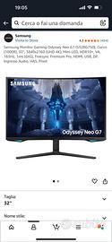 Monitor Samsung Monitor Gaming Odyssey Neo G7