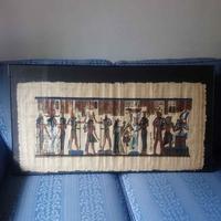 Quadro grande papiro egiziano, con cornice e vetro