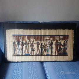 Quadro grande papiro egiziano, con cornice e vetro