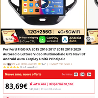 Autoradio Ford Ka Plus anno 2015-2020