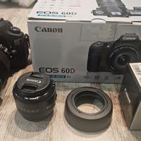reflex canon 60d + obiettivi e paraluci originali