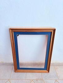 Grande cornice in legno oro e blu 68x89