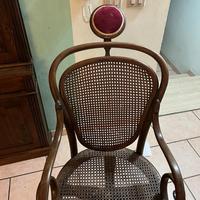 Sedia da barba vintage in legno girevole