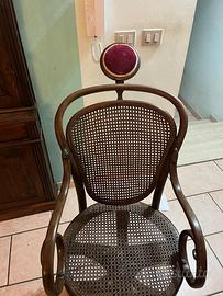 Sedia da barba vintage in legno girevole