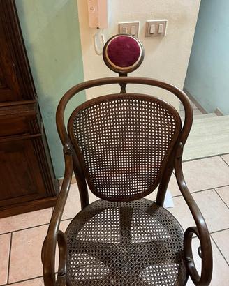 Sedia da barba vintage in legno girevole