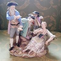 gruppo porcellana meissen, xix secolo, galanterie