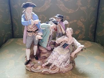 gruppo porcellana meissen, xix secolo, galanterie