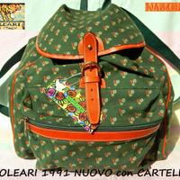 NAJ OLEARI Vintage ZAINO stoffa e cuoio 1991 NUOVO