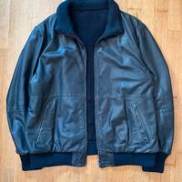 ROBERTO CAVALLI GIUBBOTTO BLU TAGLIA 54 PELLE LANA