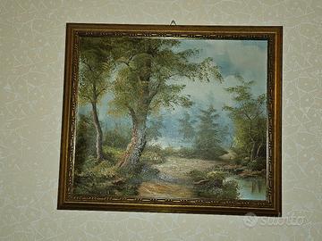 Quadro Paesaggio Bosco con Ruscello - 62x72 cm