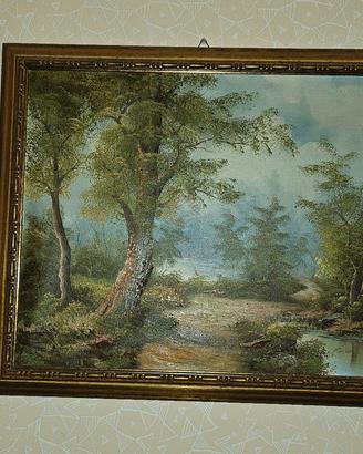 Quadro Paesaggio Bosco con Ruscello - 62x72 cm