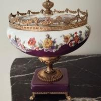 Centrotavola Vintage Alfa Ceramica Bianco Viola