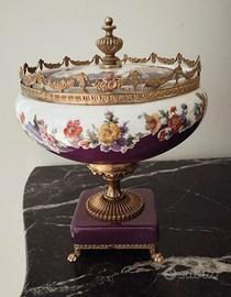 Centrotavola Vintage Alfa Ceramica Bianco Viola