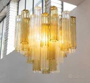 Lampadario in vetro Murano tipo Venini anni '70