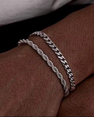 2 braccialetti a catena cubana