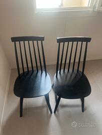 Coppia Sedie di legno nere
