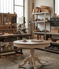 Tavolo rotondo restaurato shabby chic