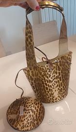 Roberto Cavalli borsa secchiello Vintage maculato 