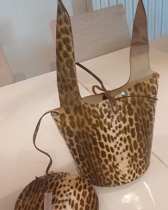 Roberto Cavalli borsa secchiello Vintage maculato 