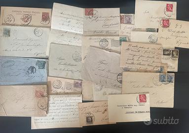 Lotto cartoline-lettere-buste dal 1860 al 1950 Ita
