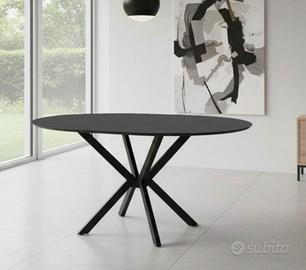 Tavolo rotondo allungabile nero ardesia 110x76h