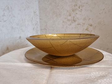 Centrotavola Vidivi Vetro Dorato Italia.