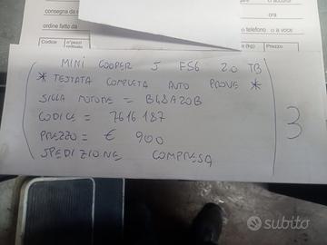 TESTATA COMPLETA AUTO PROVE MINICOOPER S F56 2.0