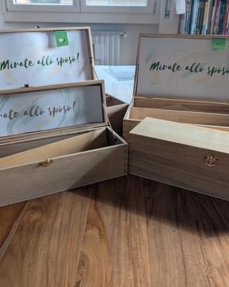 Set 4 Scatole Legno Matrimonio