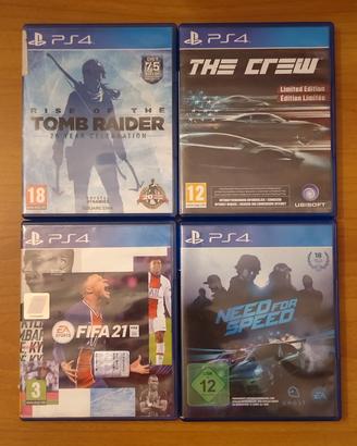 Lotto 4 Giochi PS4 - Tomb Raider, NFS, The Crew, F