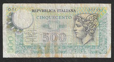 Italia - banconota circolata da 500 Lire "Mercurio