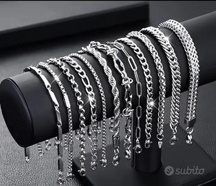 Set 10 Braccialetti Uomo/Donna – Acciaio 