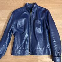 Giubbotto pelle blu donna